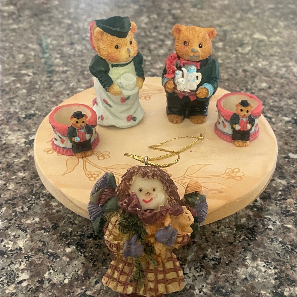 Vtg HALLMARK '97 Personalities "Tea Time" Bears Miniature Figures 5 piece